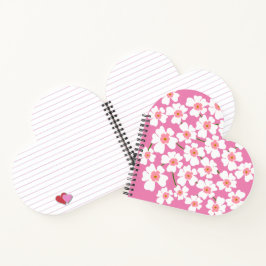 Notebook-Blume mit weißer und rosa Fantasy-Power Notizblock
