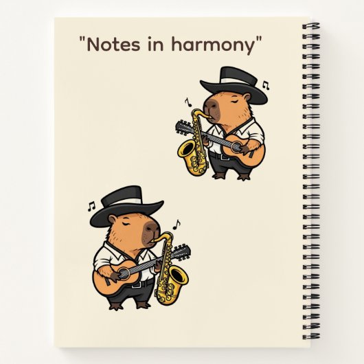  Notebook – Capybara Music Notes Notizblock (Rückseite)