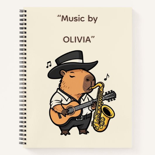  Notebook – Capybara Music Notes Notizblock (Vorderseite)