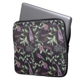Notebook-Case mit lila und schwarzer Flora Laptopschutzhülle (Vorderseite Links)