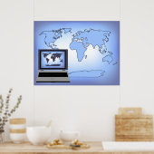 Notebook-Computer World Map Print Poster (Küche)