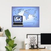 Notebook-Computer World Map Print Poster (Heimbüro)