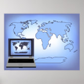 Notebook-Computer World Map Print Poster (Vorne)