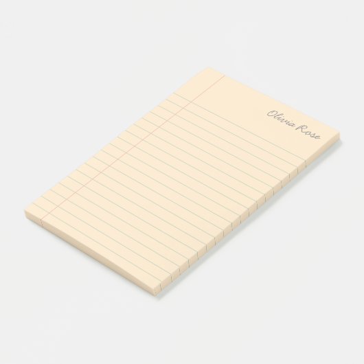 Notebook-Creme mit personalisierter Linde Post-it Klebezettel (angewinkelt)