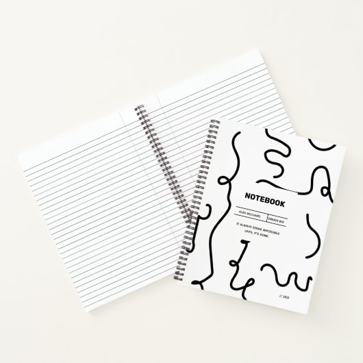 Notebook-Design für Schwarz-Weiß-Wiggle-Line Notizblock (Innenseite)