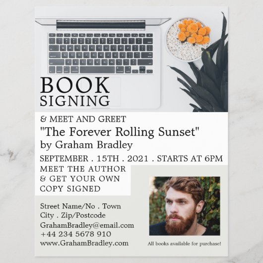 Notebook-Display, Autoren Buchsignatur-Werbung Flyer (Vorne)