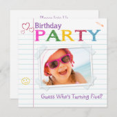 Notebook-Doodle Geburtstagsparty Einladungen (Vorne/Hinten)