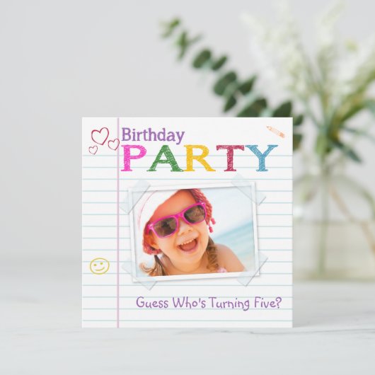 Notebook-Doodle Geburtstagsparty Einladungen (Stehend Vorderseite)