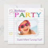 Notebook-Doodle Geburtstagsparty Einladungen (Vorderseite)