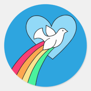Notebook Doodles Peace & Liebe Rainbow Dove Sticke Runder Aufkleber