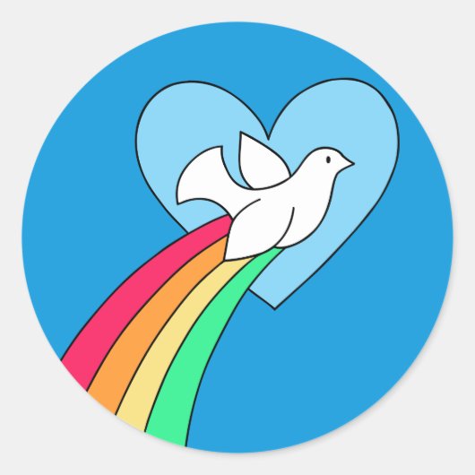Notebook Doodles Peace & Liebe Rainbow Dove Sticke Runder Aufkleber (Vorderseite)