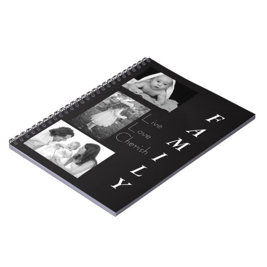 Notebook-Familie mit personalisiertem Schwarz/Weiß Notizblock (Linke Seite)