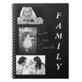 Notebook-Familie mit personalisiertem Schwarz/Weiß Notizblock (Vorderseite)