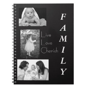 Notebook-Familie mit personalisiertem Schwarz/Weiß Notizblock