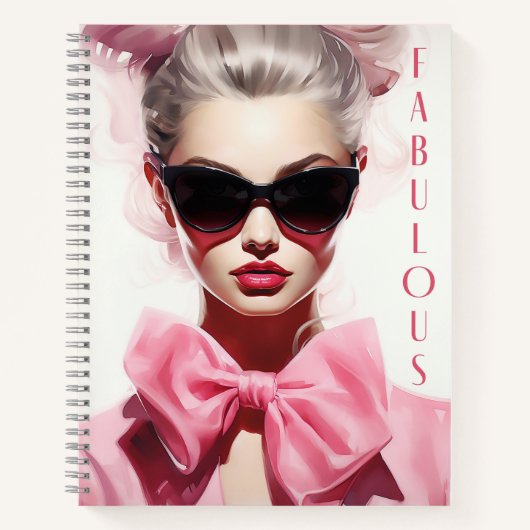 Notebook: Fashion Model Pink Bow Notizblock (Vorderseite)