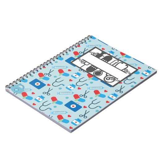 Notebook für medizinische Geräte in blau Notizblock (Linke Seite)