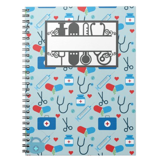 Notebook für medizinische Geräte in blau Notizblock (Vorderseite)