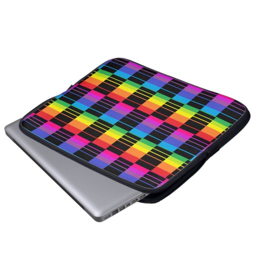 Notebook-Gehäuse mit Kariertem Regenbogen-Muster Laptopschutzhülle (Vorne Knopf)