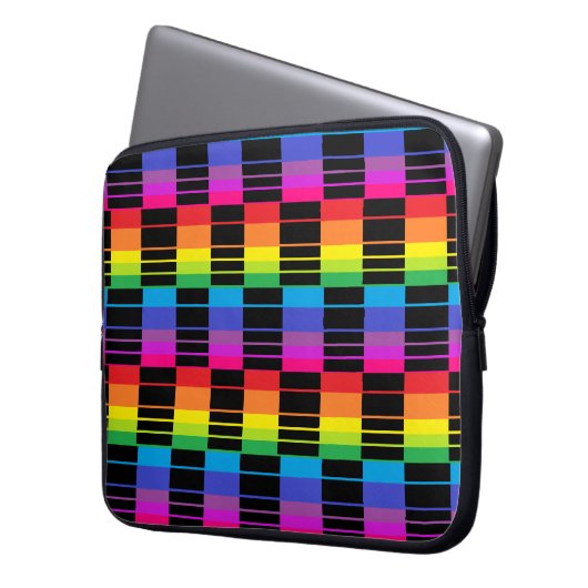 Notebook-Gehäuse mit Kariertem Regenbogen-Muster Laptopschutzhülle (Vorderseite Links)