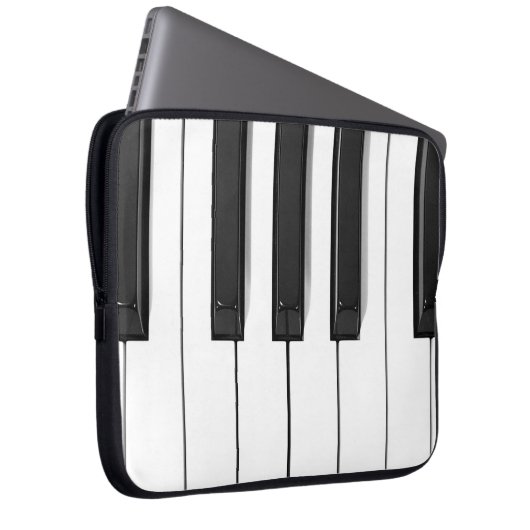 Notebook-Gehäuse mit schwarzer und weißer Piano-Ta Laptopschutzhülle (Vorne Rechts)