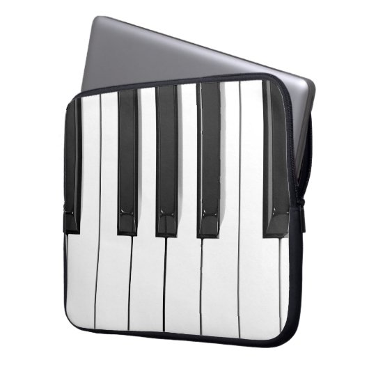 Notebook-Gehäuse mit schwarzer und weißer Piano-Ta Laptopschutzhülle (Vorderseite Links)
