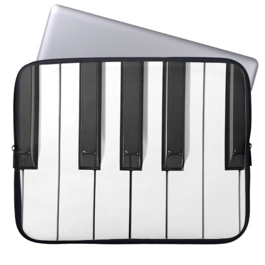 Notebook-Gehäuse mit schwarzer und weißer Piano-Ta Laptopschutzhülle (Vorderseite)