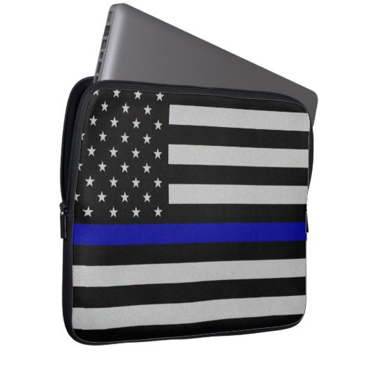 Notebook-Gehäuse mit Thin Blue Line-Flagge Laptopschutzhülle (Vorne Rechts)