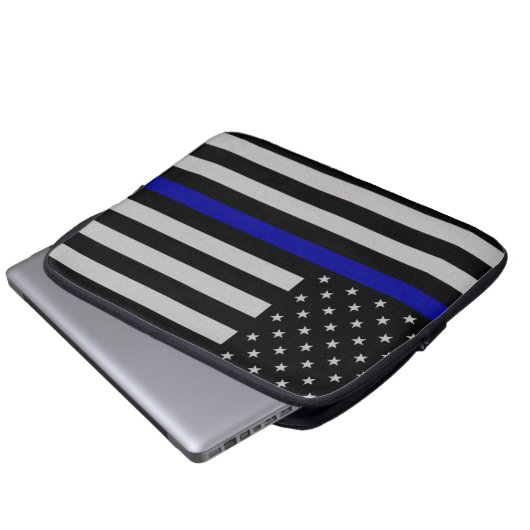 Notebook-Gehäuse mit Thin Blue Line-Flagge Laptopschutzhülle (Vorne Knopf)