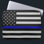 Notebook-Gehäuse mit Thin Blue Line-Flagge Laptopschutzhülle<br><div class="desc">Notebook-Gehäuse mit Thin Blue Line-Flagge</div>