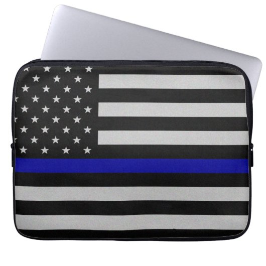 Notebook-Gehäuse mit Thin Blue Line-Flagge Laptopschutzhülle (Vorderseite)