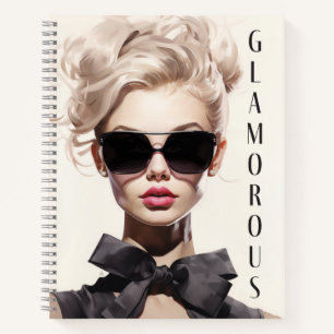Notebook: Glamour Fashion Model Black Bow Notizblock