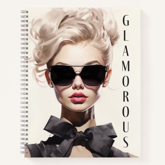Notebook: Glamour Fashion Model Black Bow Notizblock (Vorderseite)