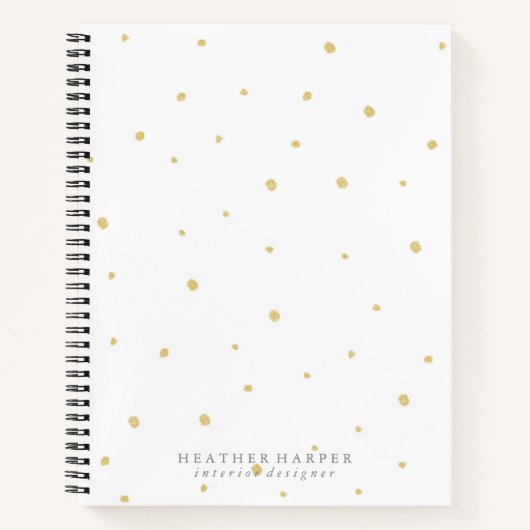 Notebook - Gold Dots White Notizblock (Vorderseite)