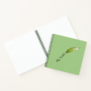 Notebook: Green Feather Pen Notizblock