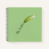 Notebook: Green Feather Pen Notizblock (Vorderseite)