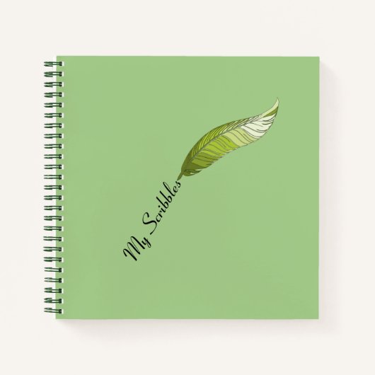 Notebook: Green Feather Pen Notizblock (Vorderseite)
