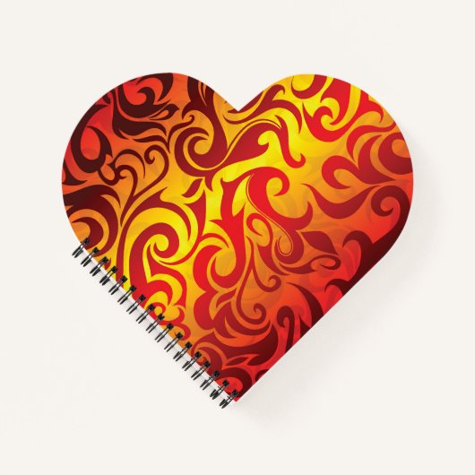 Notebook-Herz-Flammen Notizblock (Vorderseite)