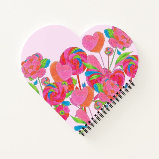 Notebook-Herz Lollipop-Blume Notizblock (Rückseite)