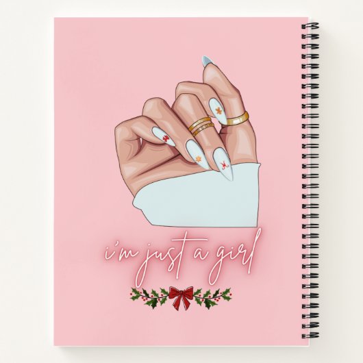 Notebook i'm just a girl for christmas nails notizblock (Rückseite)