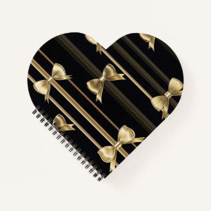 Notebook in Herzform mit schwarzer Base und Golden Notizblock