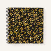 Notebook/Journal mit Schwarz/Gold/Schwarz-Blumen Notizblock (Vorderseite)