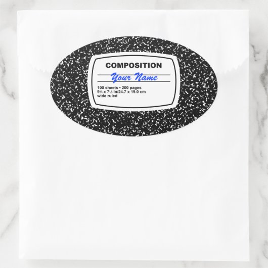 Notebook-Komposition individuell anpassbar Ovaler Aufkleber (Tasche)