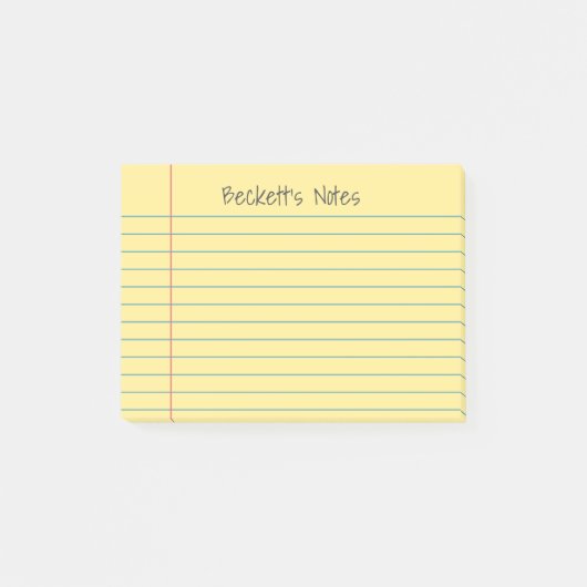 Notebook-Linien Gelb Ihren Namen hinzufügen Post-it Klebezettel (Vorderseite)