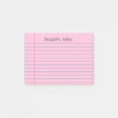 Notebook-Linien Rosa Name hinzufügen Post-it Klebezettel (Vorderseite)