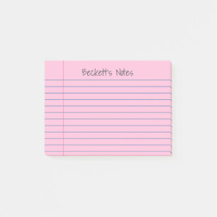 Notebook-Linien Rosa Name hinzufügen Post-it Klebezettel
