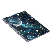 Notebook – Luxury Icy Blue Celestial Moon Phases Notizblock (Rechte Seite)