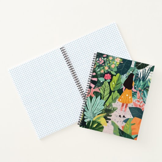 Notebook, Mädchen im Gartendesign Notizblock (Innenseite)