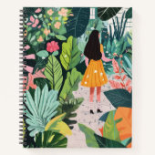 Notebook, Mädchen im Gartendesign Notizblock (Vorderseite)