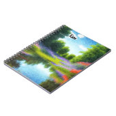 Notebook mit A1-Bild von Teich und Blume Notizblock (Linke Seite)