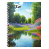 Notebook mit A1-Bild von Teich und Blume Notizblock (Vorderseite)